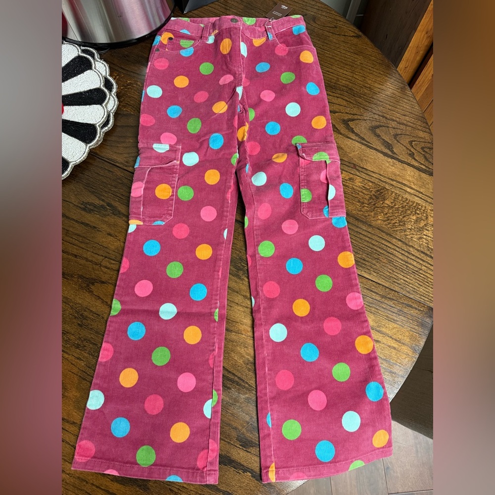 Mini Boden girls  Polka Dot Corduroy Cargo Pants, NWT size 11-12Y